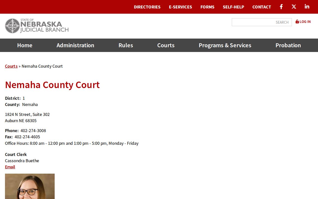 Brock court docket route through the Nemaha County Court directory