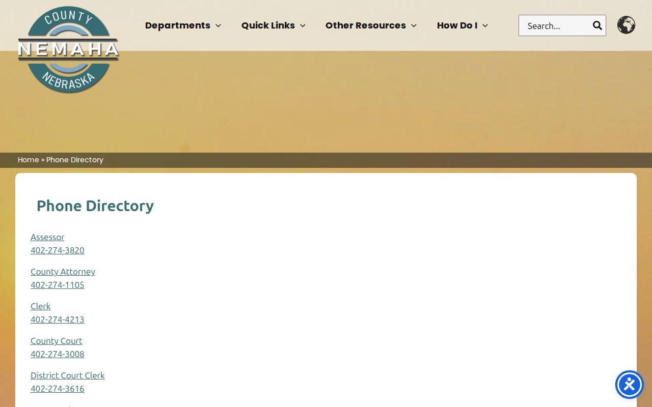 Brock court record contact route in the Nemaha County phone directory