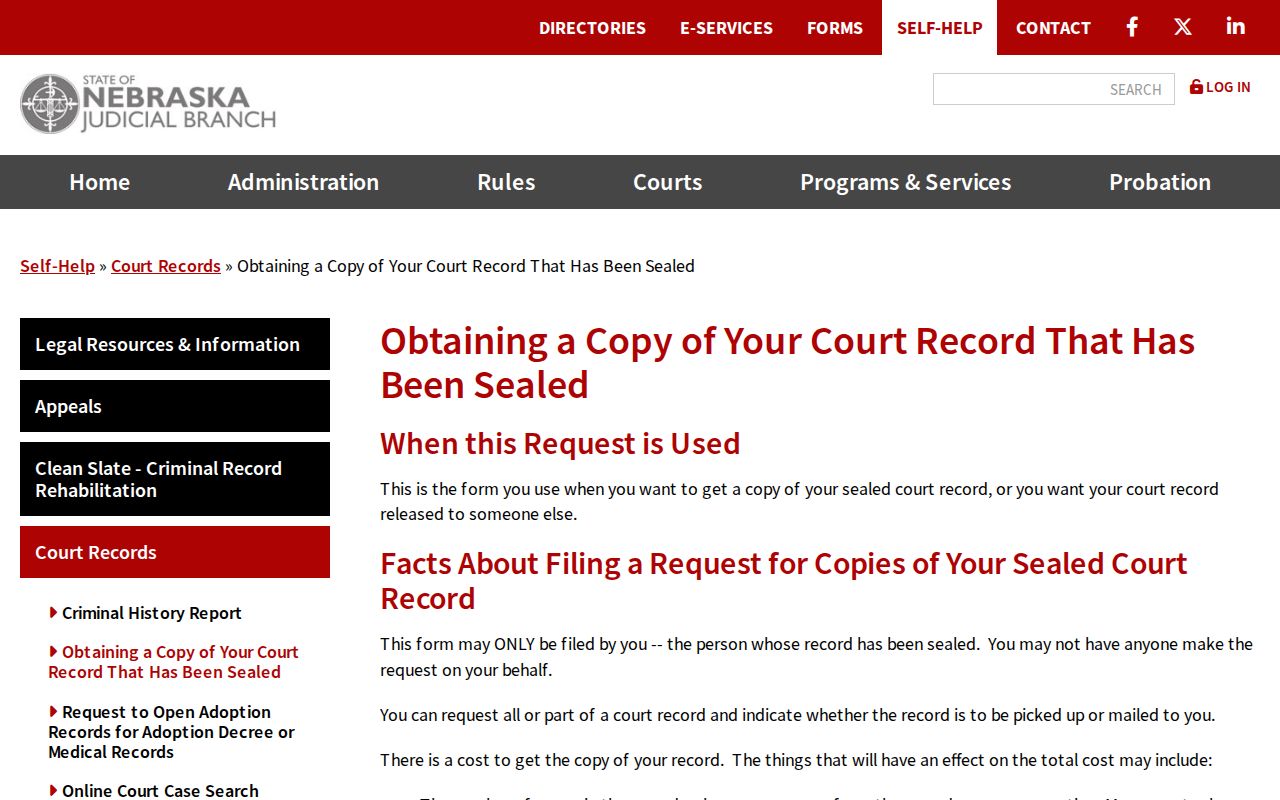 Nemaha court records sealed record copy request reference