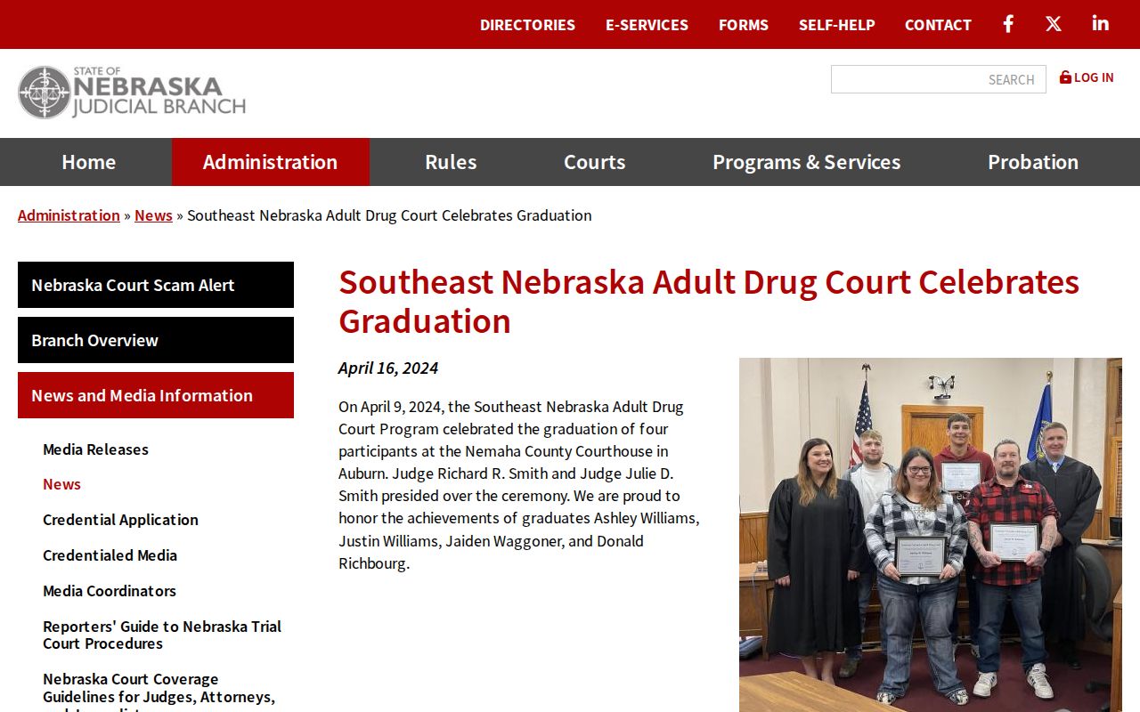 Nemaha criminal docket Auburn courthouse problem-solving court event