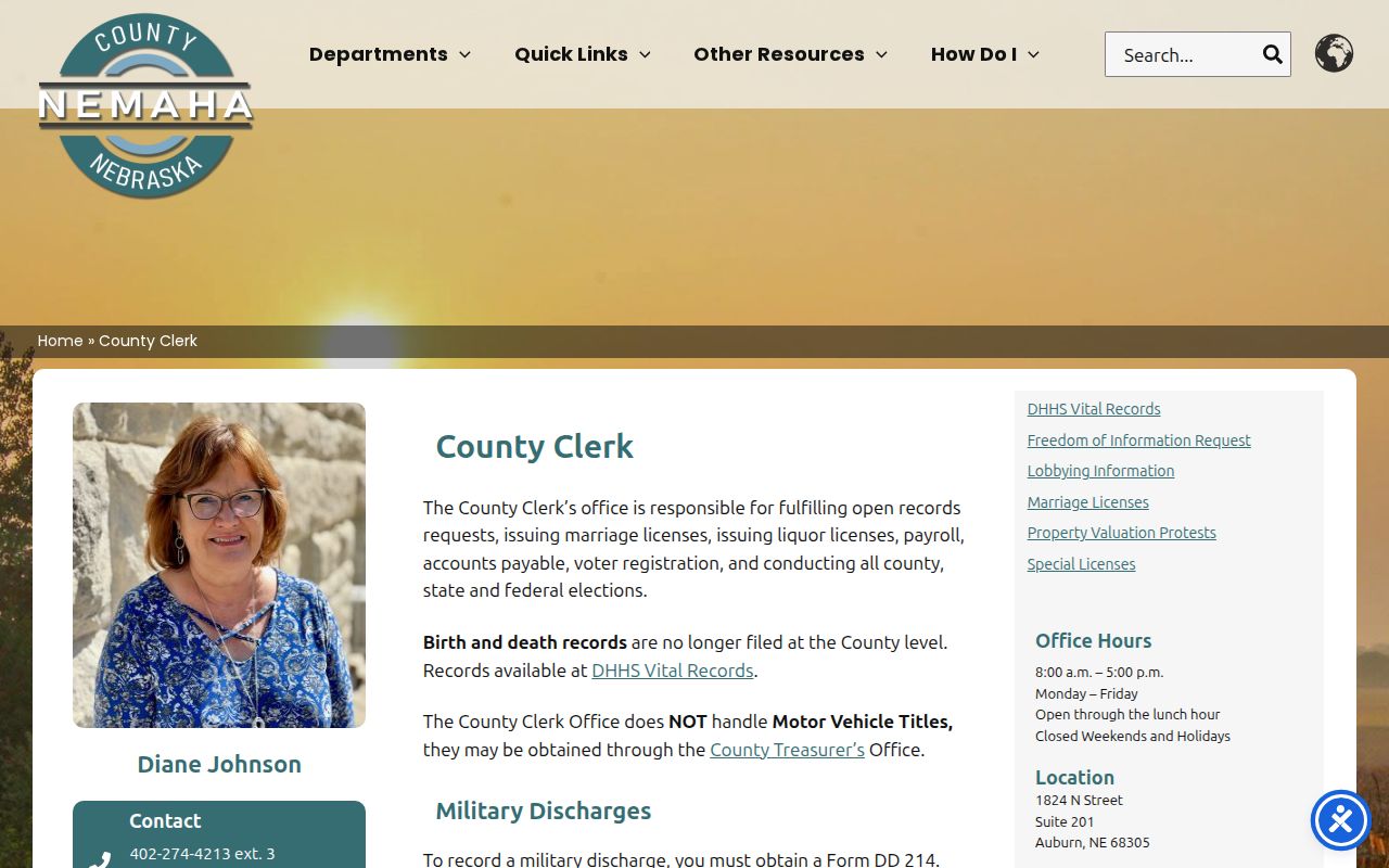 Nemaha County court record County Clerk routing information