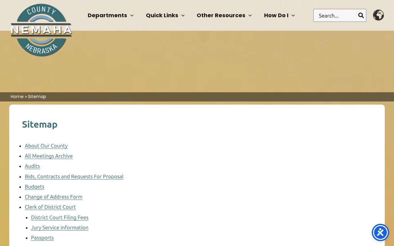 Nemaha County court docket court services sitemap