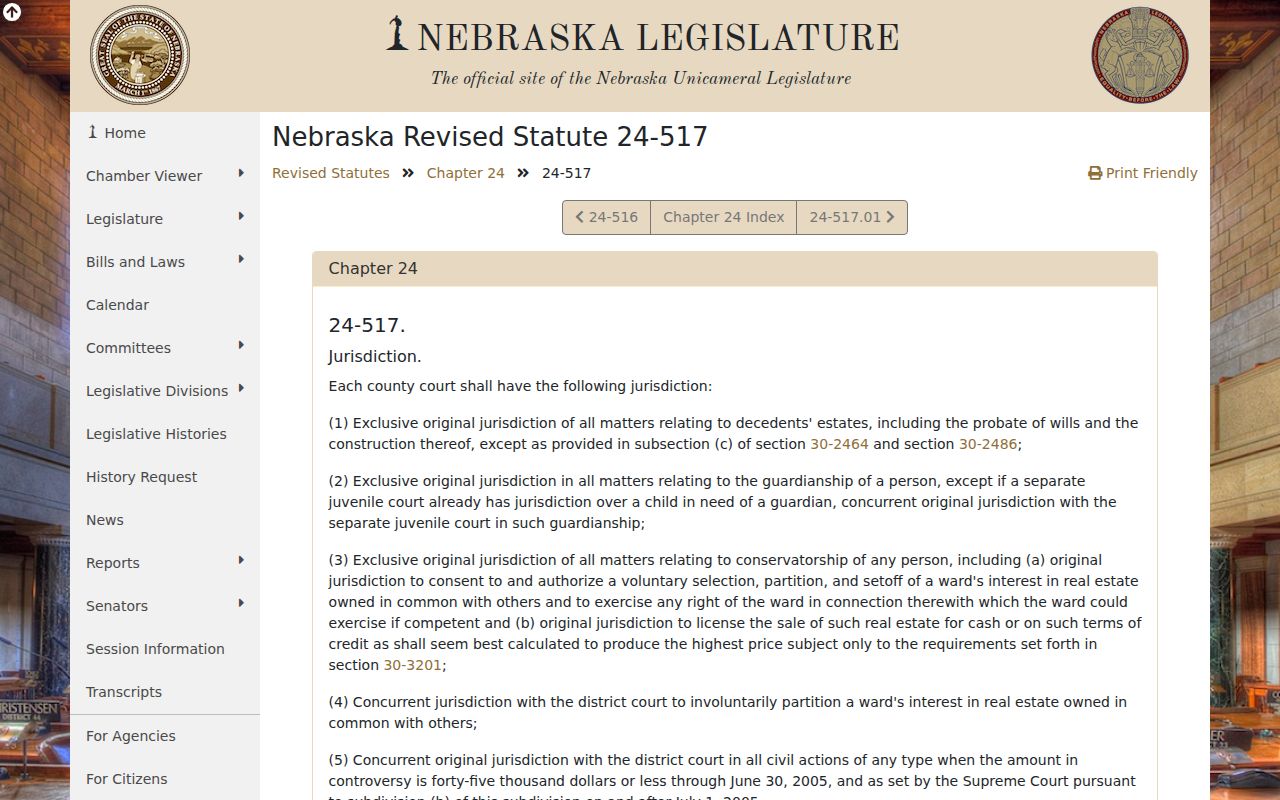 Nemaha traffic court records County Court jurisdiction reference