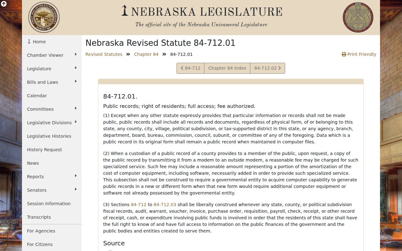 Nemaha traffic court records Nebraska public-record law reference